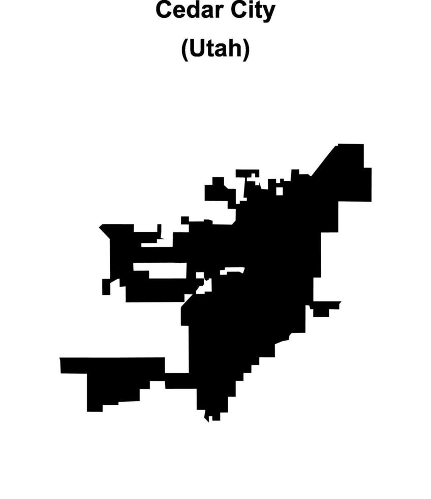 Cedar City, Utah blank outline map vector