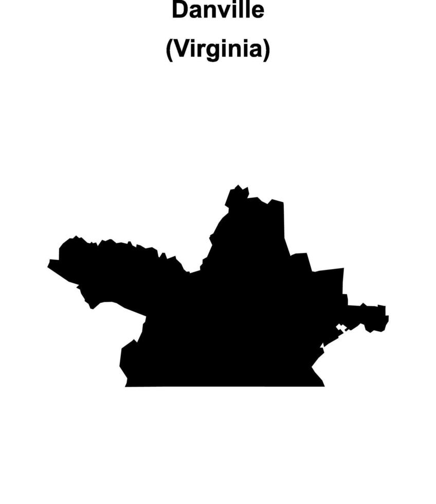 Danville, Virginia blank outline map vector