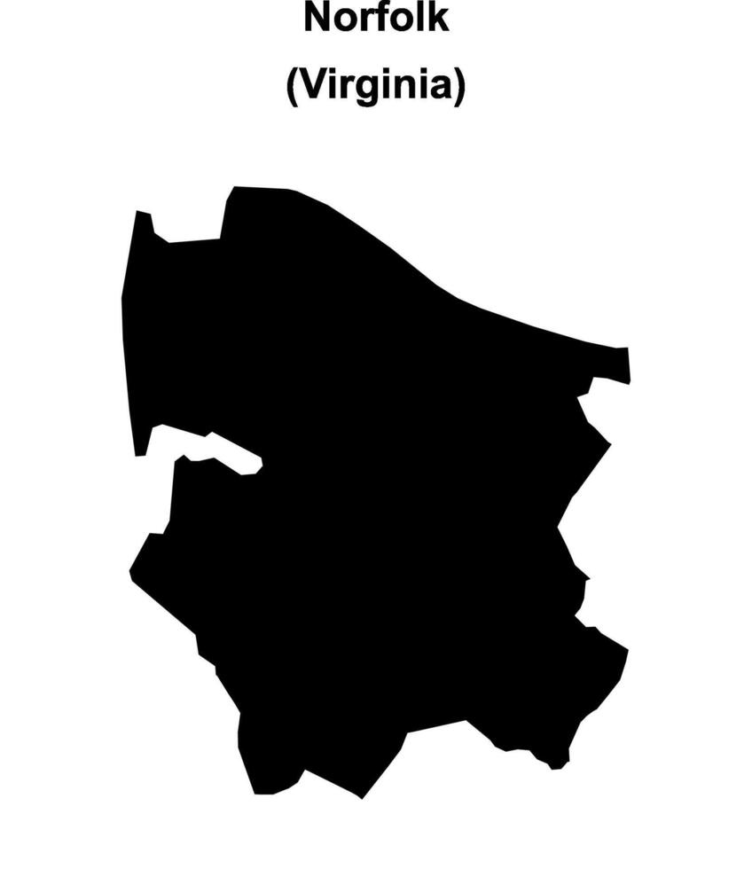 Norfolk, Virginia blank outline map vector