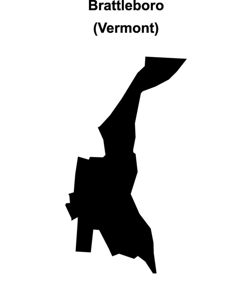 Brattleboro, Vermont blank outline map vector