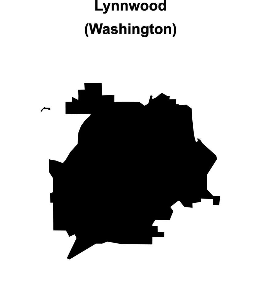 Lynnwood, Washington blank outline map vector