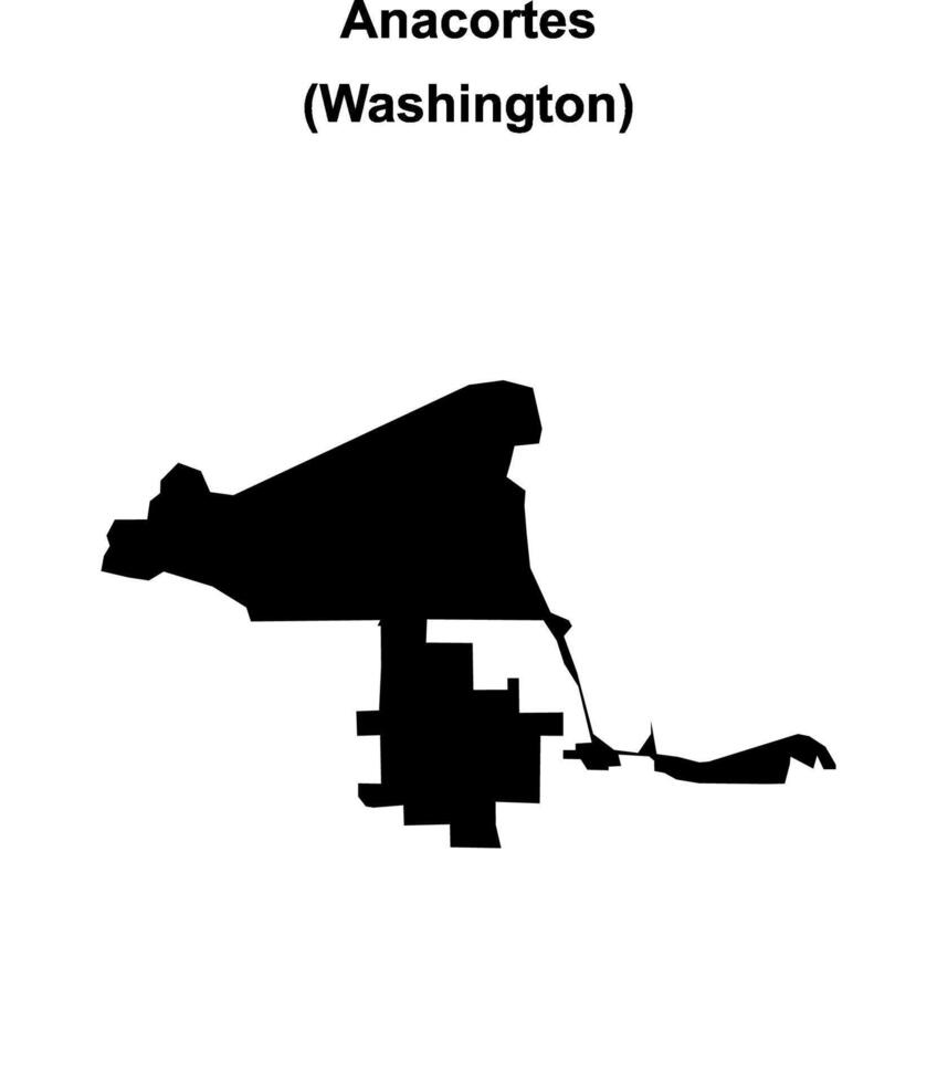 Anacortes, Washington blank outline map vector