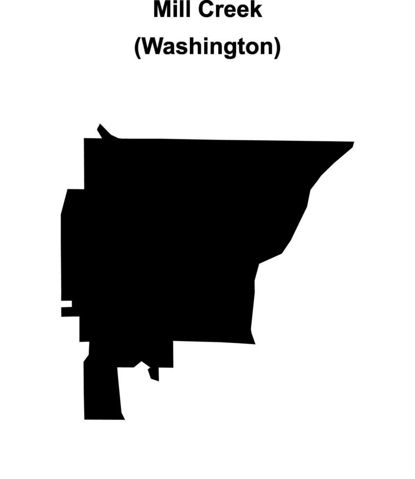 Mill Creek, Washington blank outline map vector