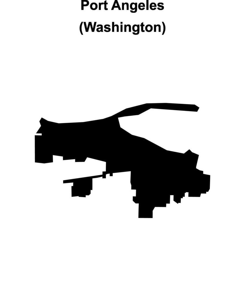 Port Angeles, Washington blank outline map vector