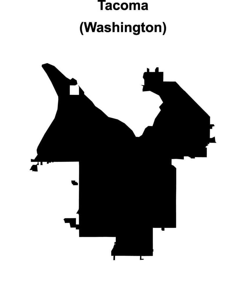 Tacoma, Washington blank outline map vector