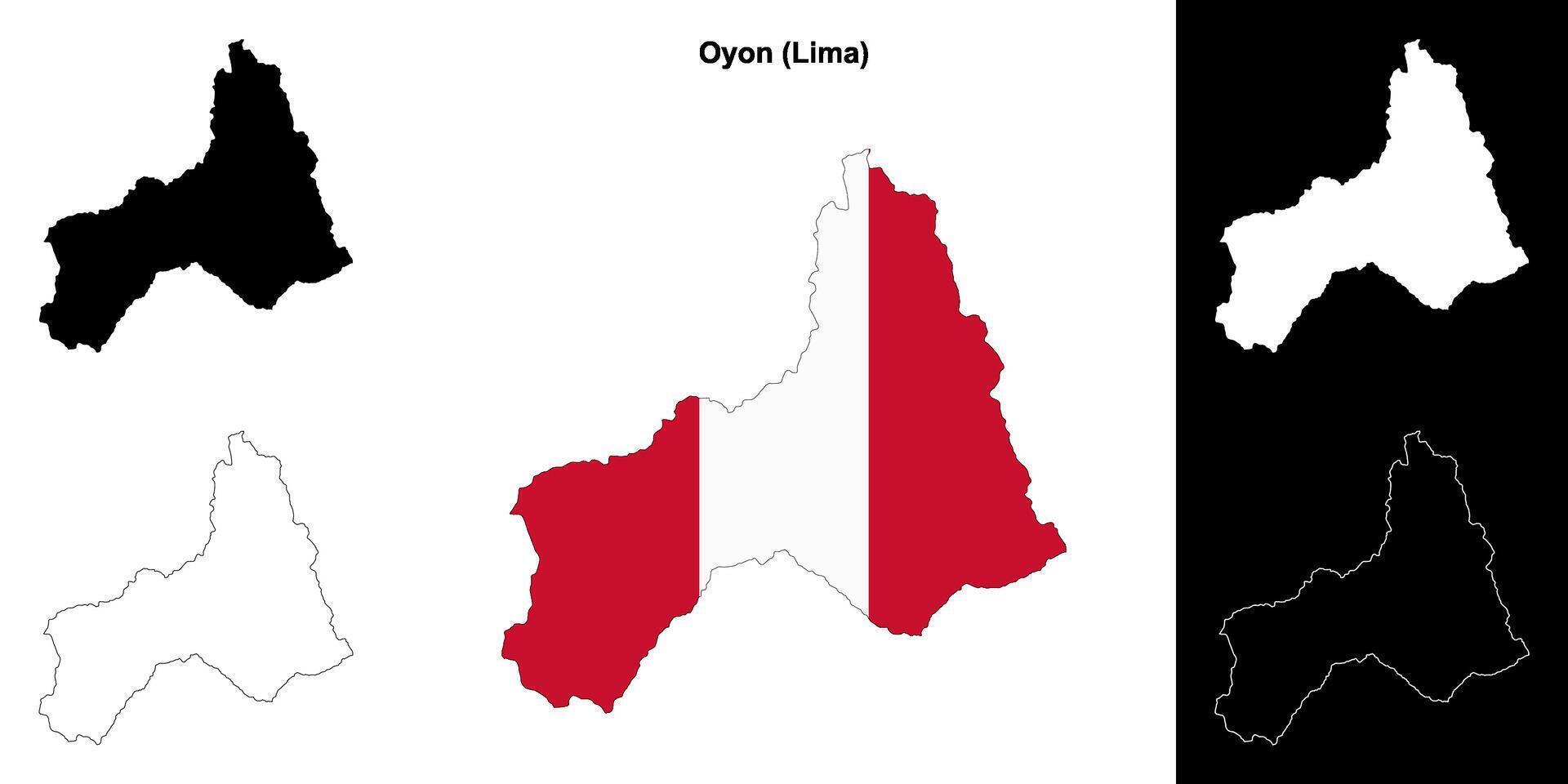 Oyon province outline map set vector