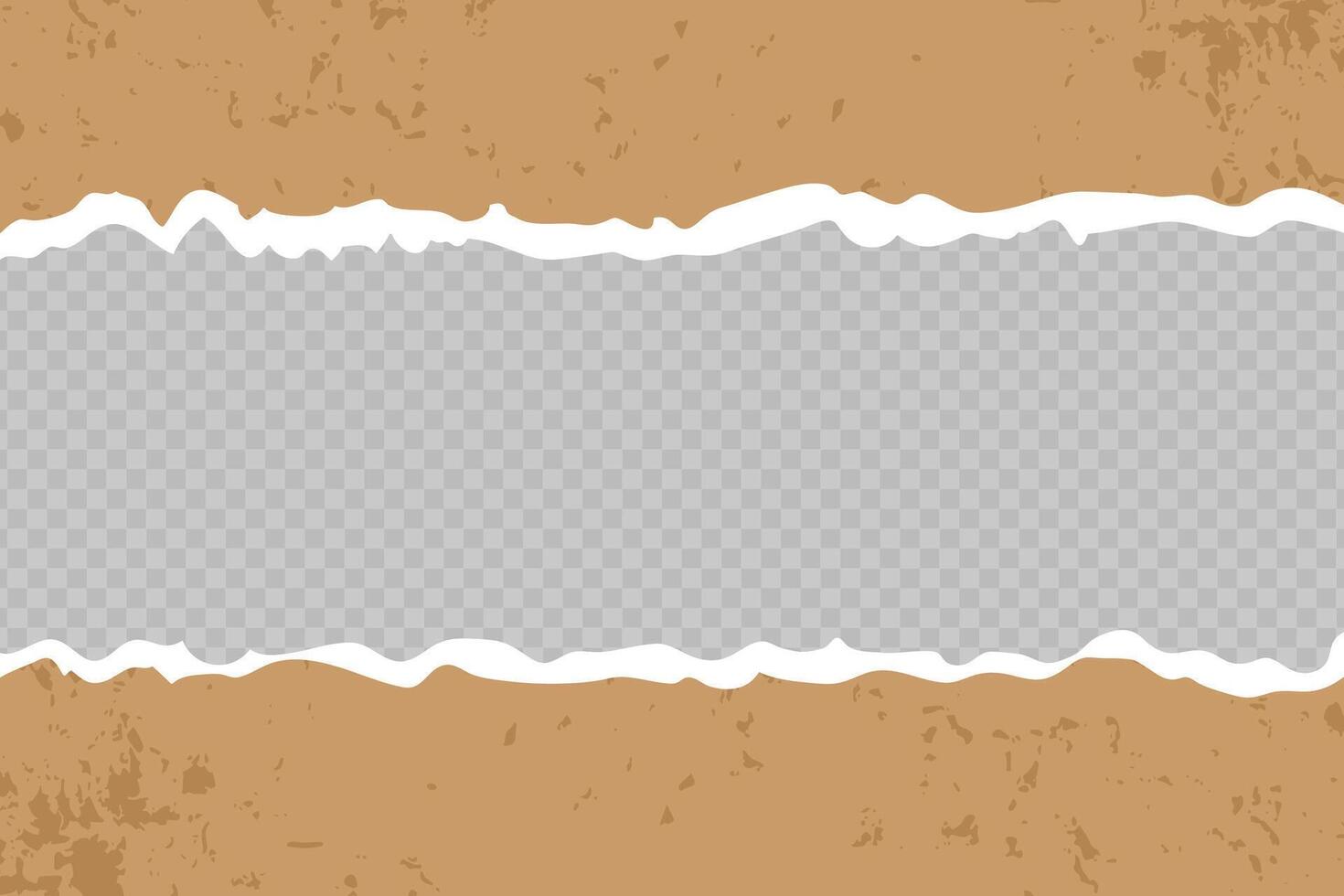 Strips kraft paper torn. Realistic horizontal torn paper edges bottom and top vector