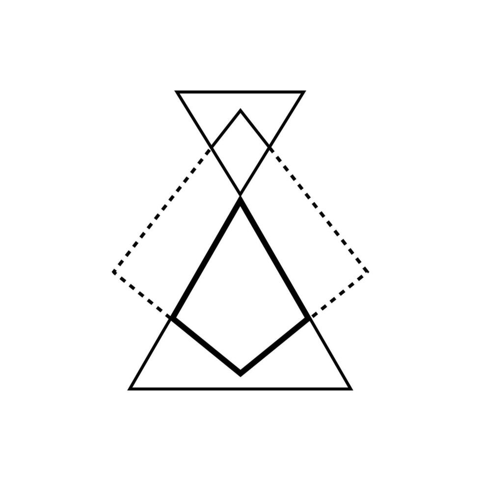 Mystic triangle with geometric and sacred symbols. vector