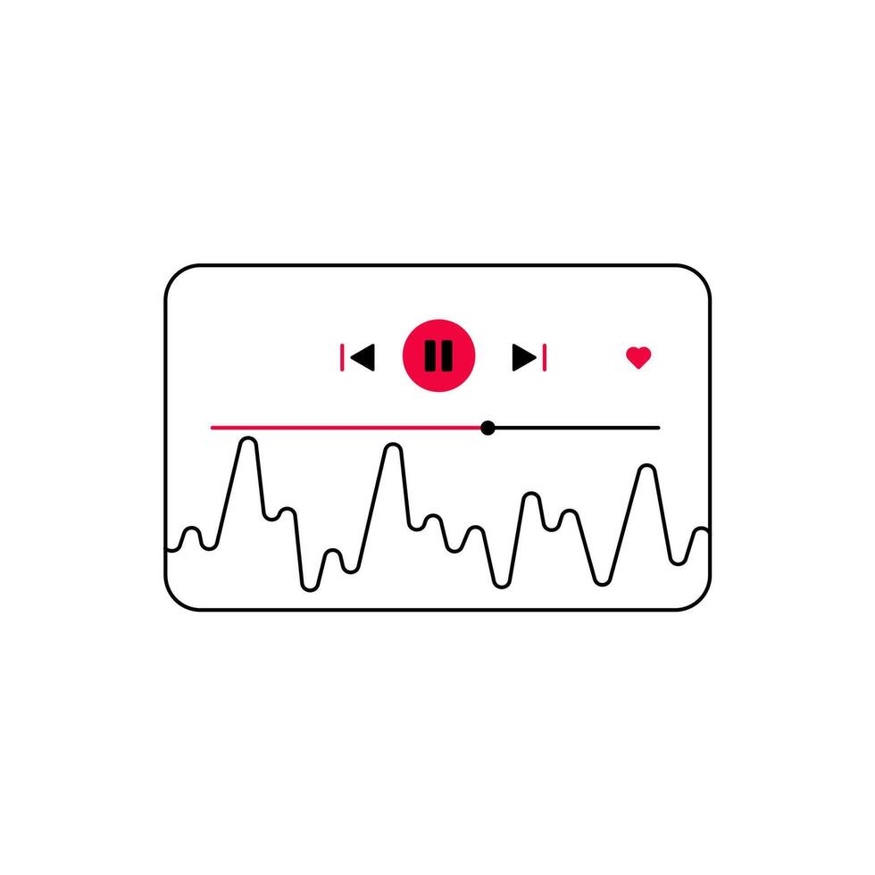 Minimal gradient player for audio playback and playlist. vector