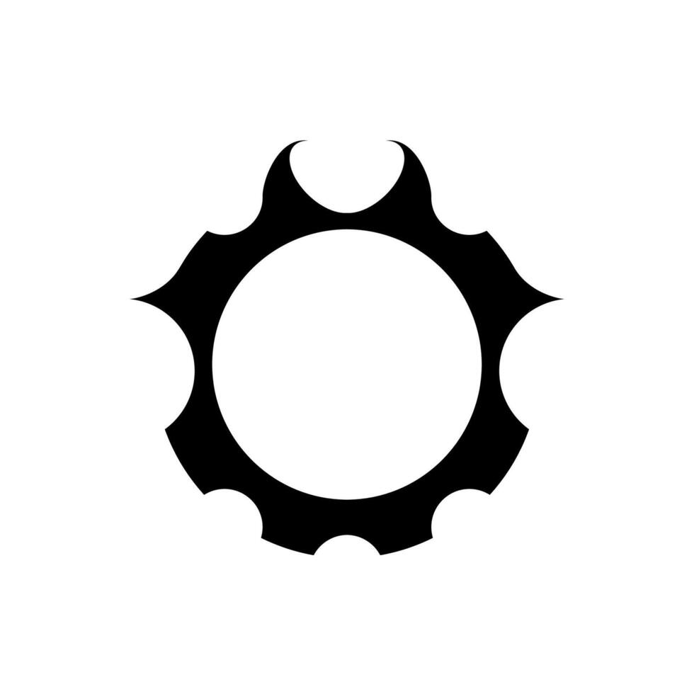 Black circular avatar frame with a devilish, scifi inspired design. vector