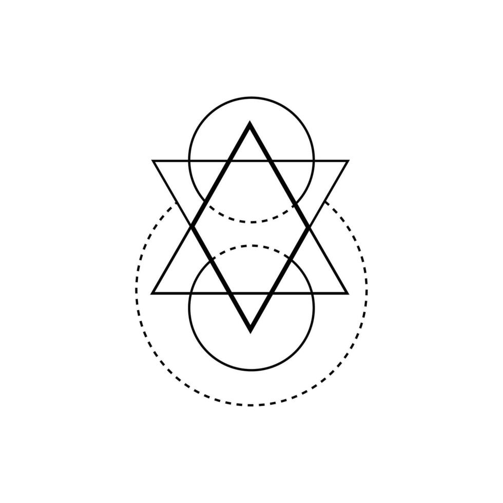 Black triangle with esoteric and ritual symbols. vector
