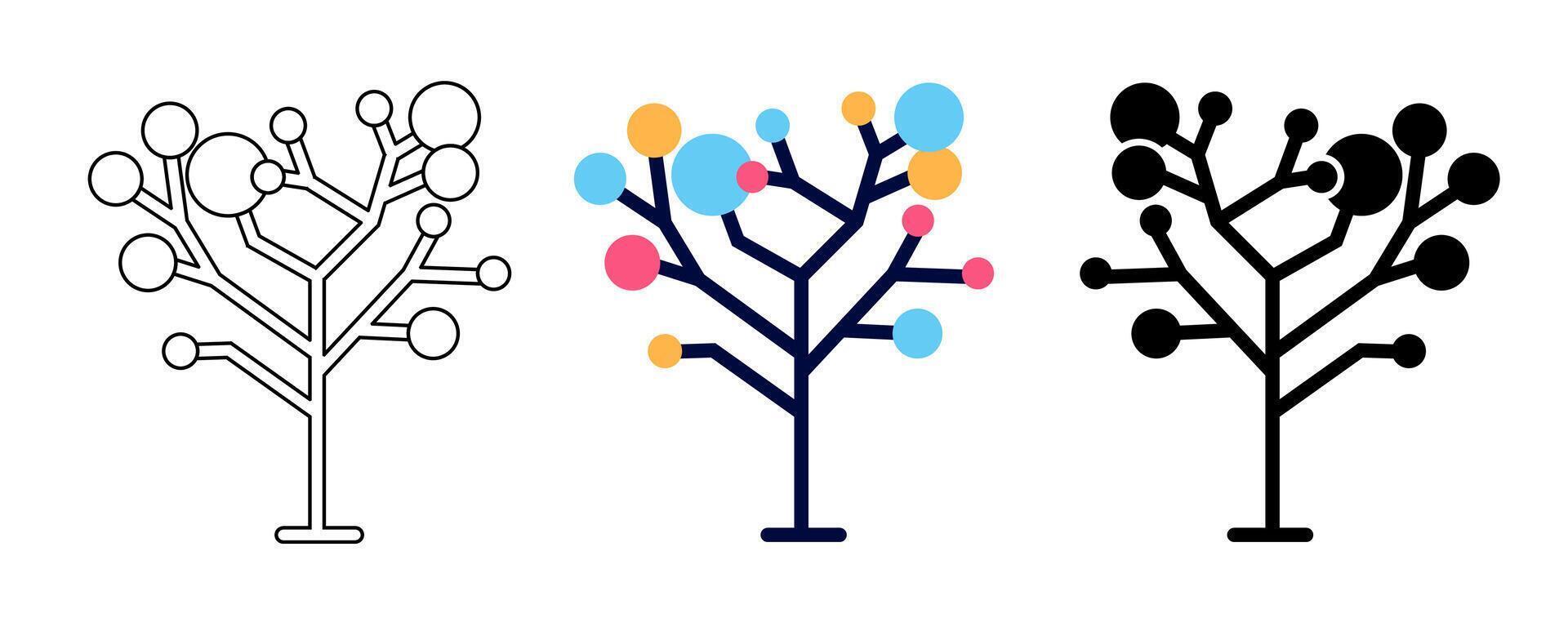 Black and outline icon of tree. vector