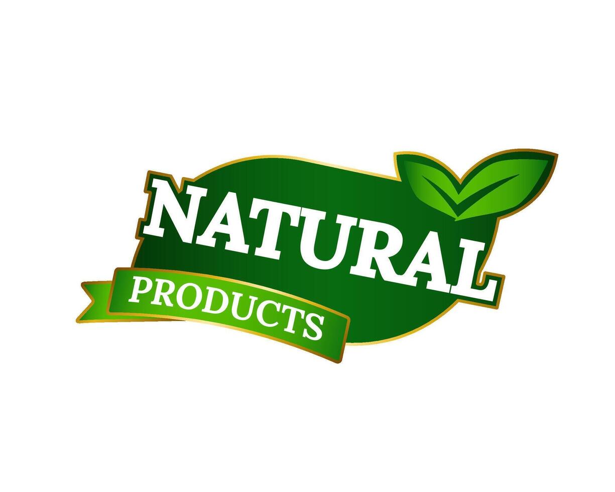 Organic label with green leaf for eco and wellness branding. vector