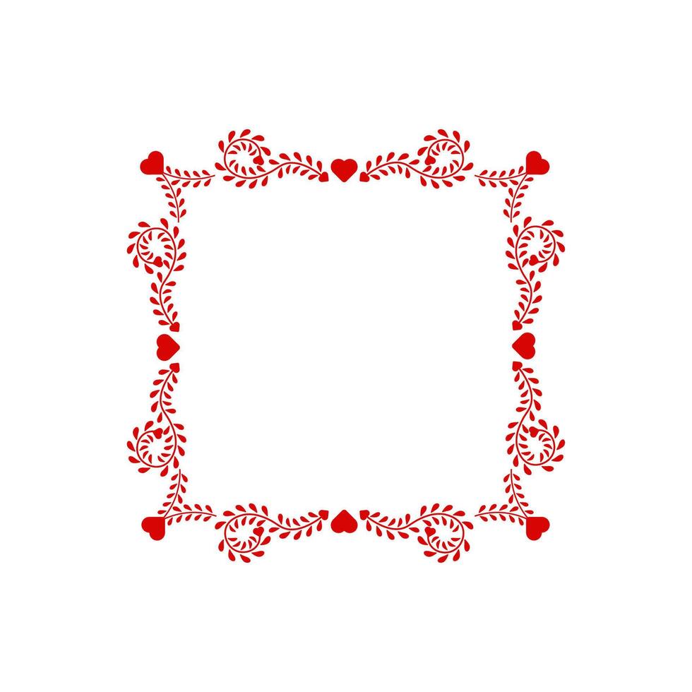 Abstract heart frame with decorative red borders for love themes. vector