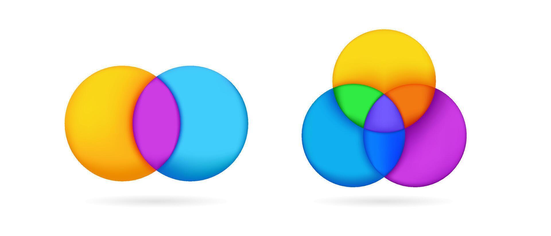 Fun, colorful Venn diagram for infographic design vector