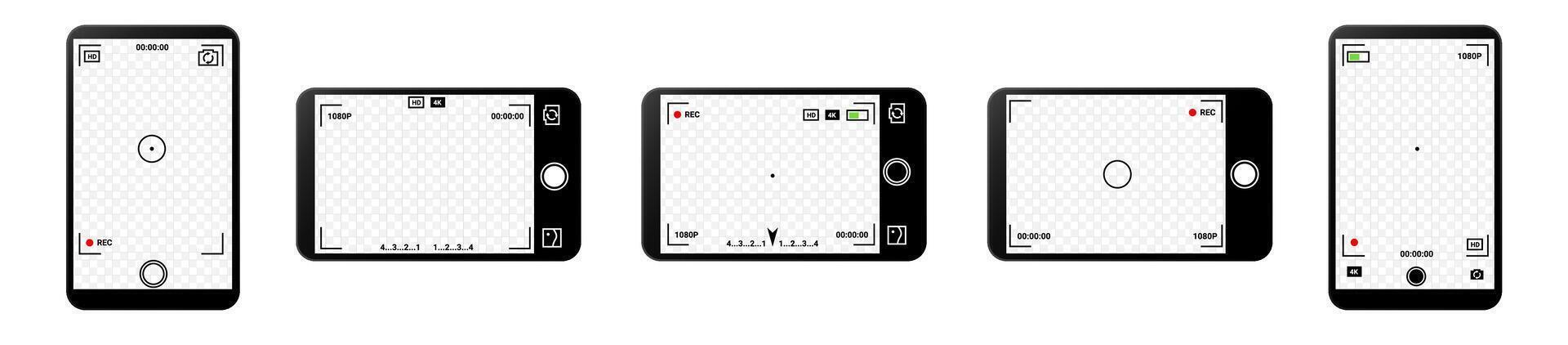 Camera UI for smart photography with adjustable settings. vector