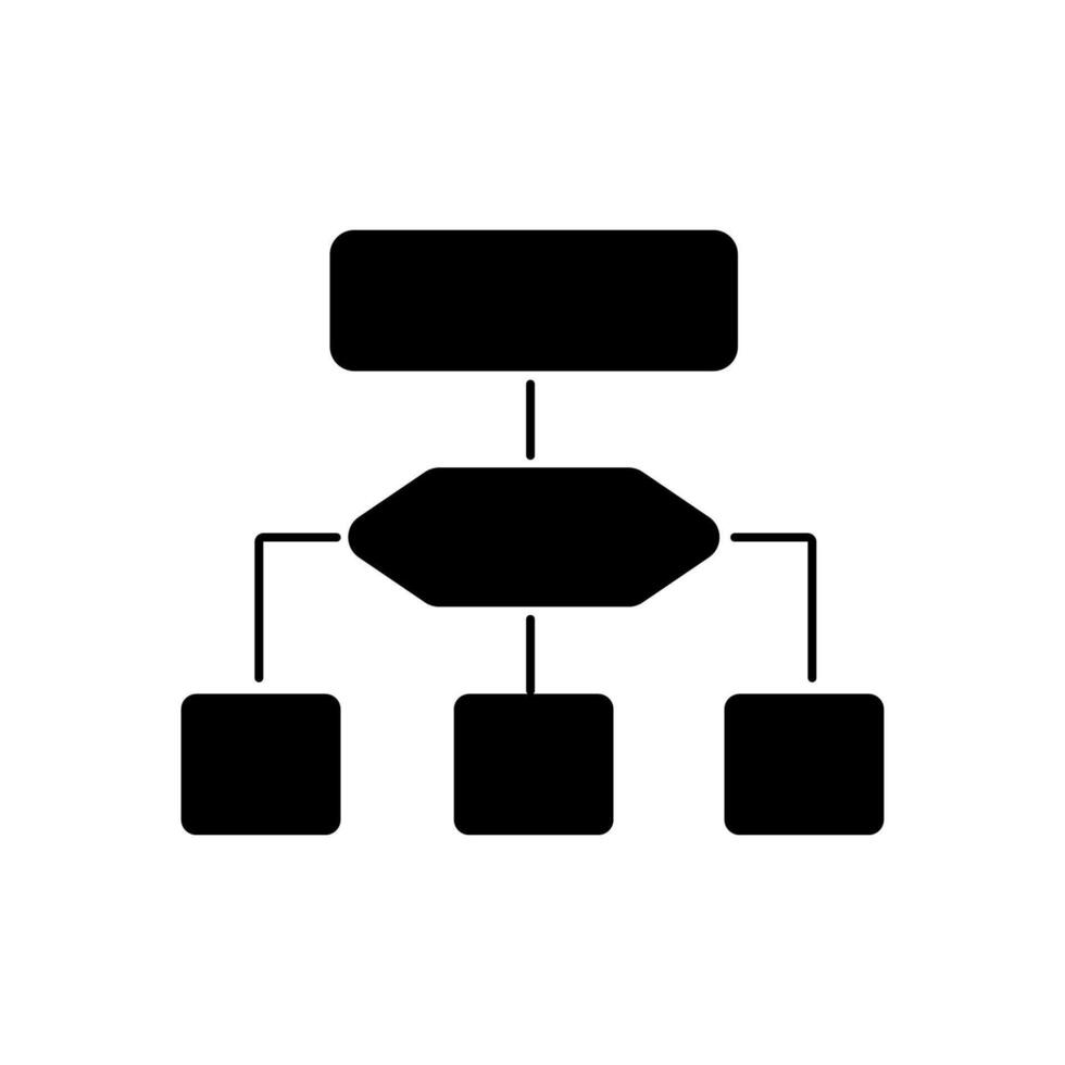Black flowchart for team connections and structured organization. vector