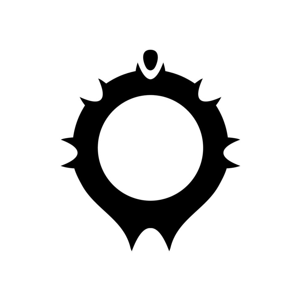 Black circle frame with horns for a gothic avatar. vector