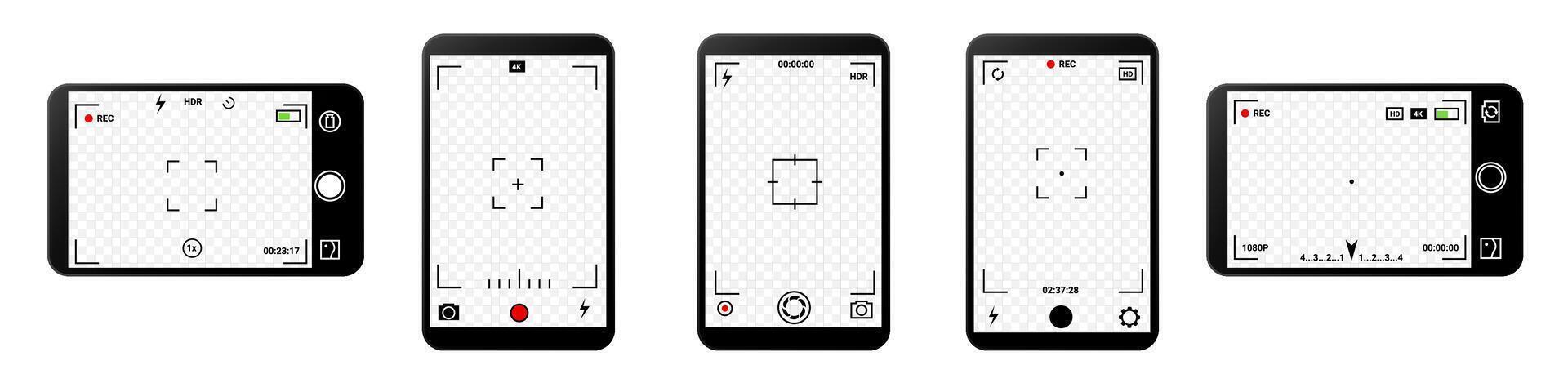 Smart camera interface with settings for photos and videos. vector