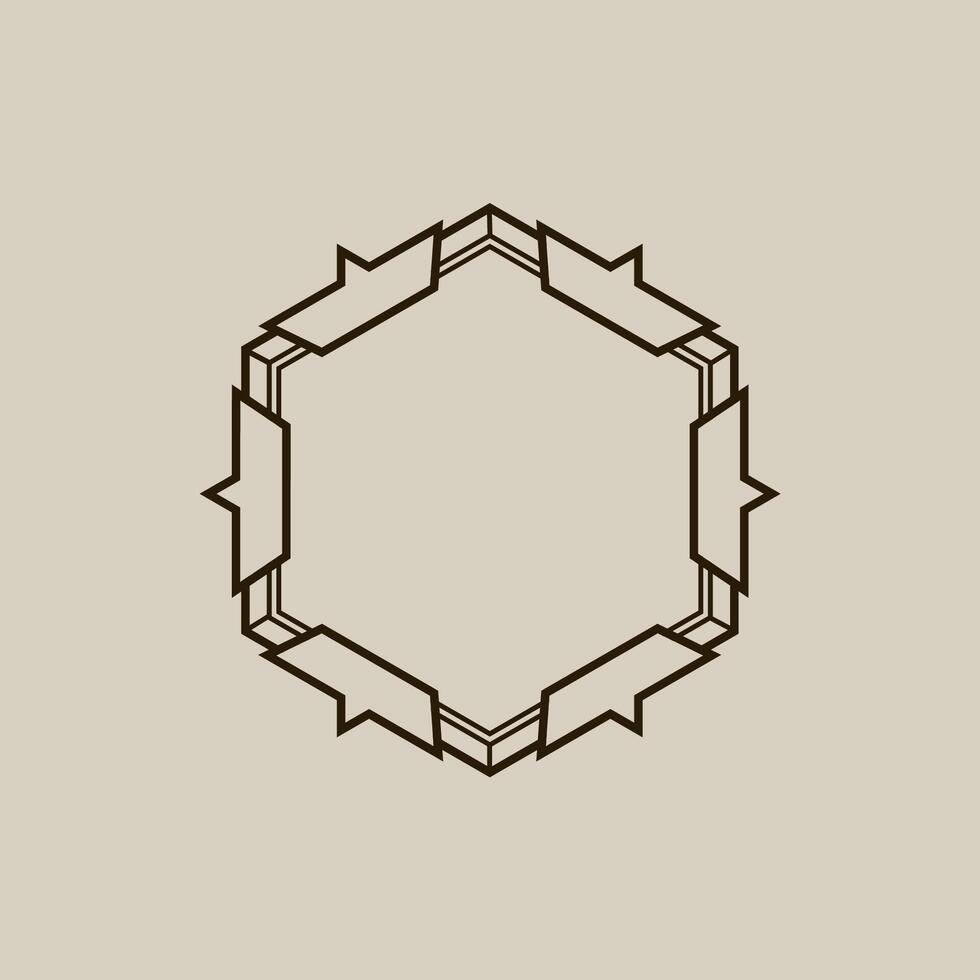 Alchemical hexagon with mystical symbols. vector