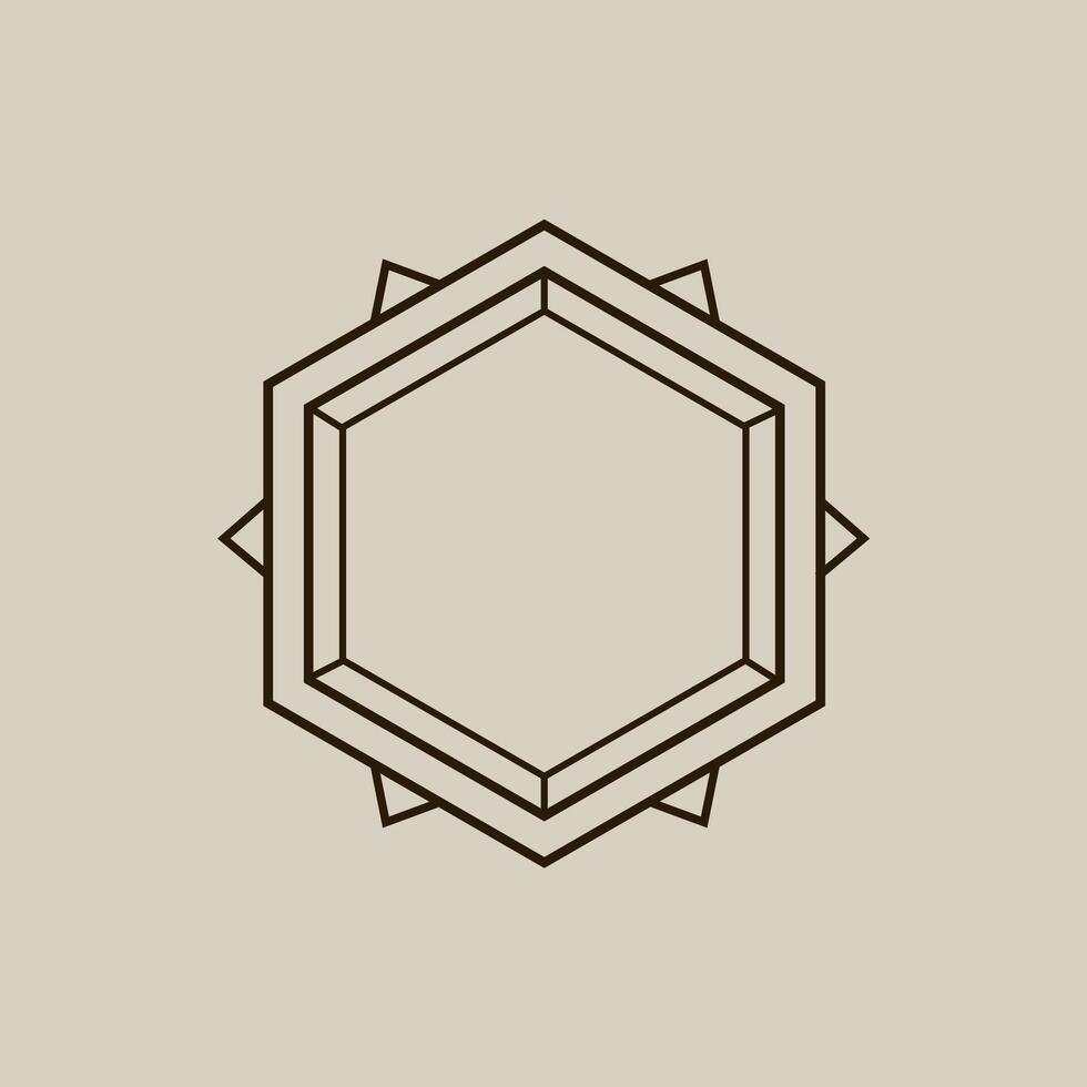 Mystical hexagon with sacred geometry and symbols vector