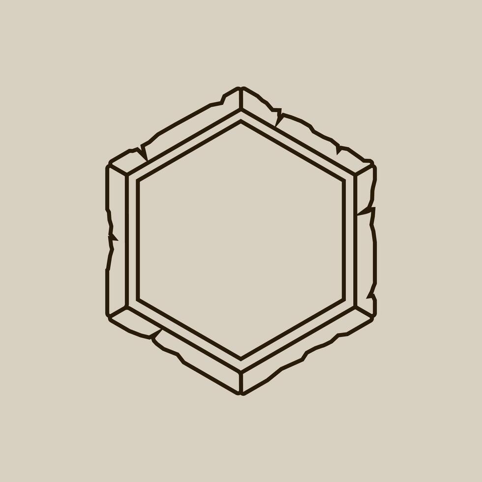 Black hexagon with occult symbols and geometry. vector