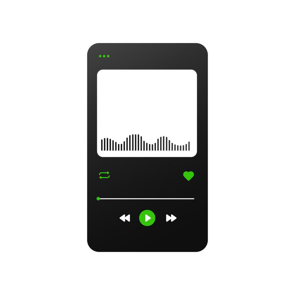 Dark music player UI with modern playback and playlist options. vector