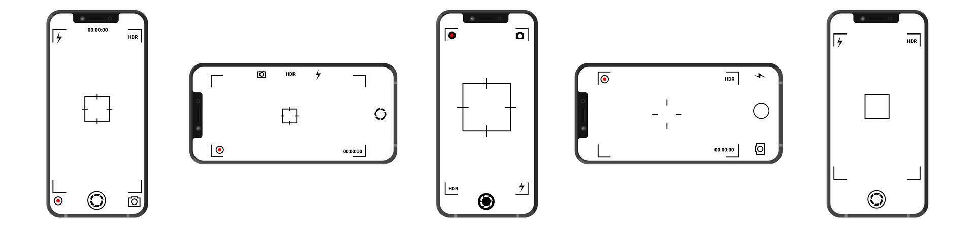 Camera interface with photo modes and zoom. vector