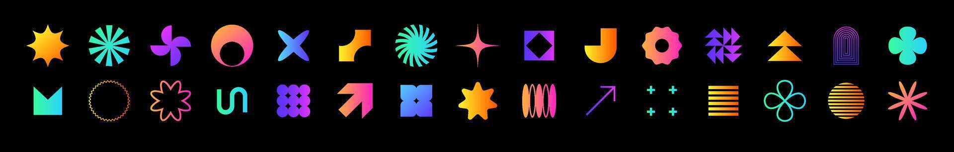 Colorful outline geometric symbols with stars for decor. vector
