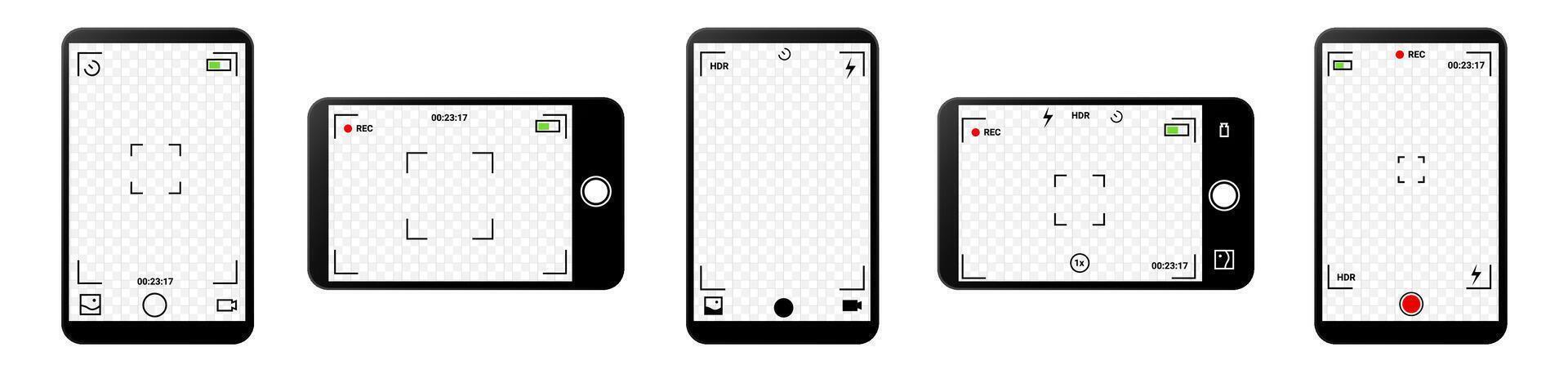 Camera app template with zoom, frame, and options vector