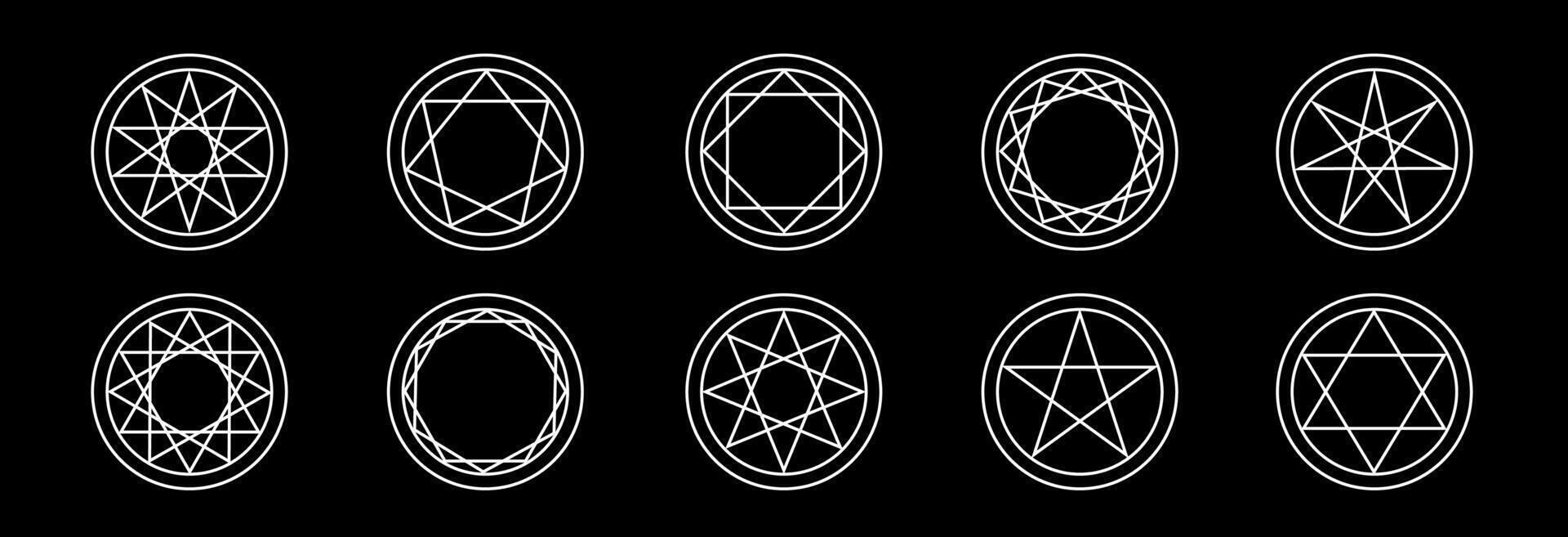 Minimalistic sacred shapes with occult and alchemical themes. vector