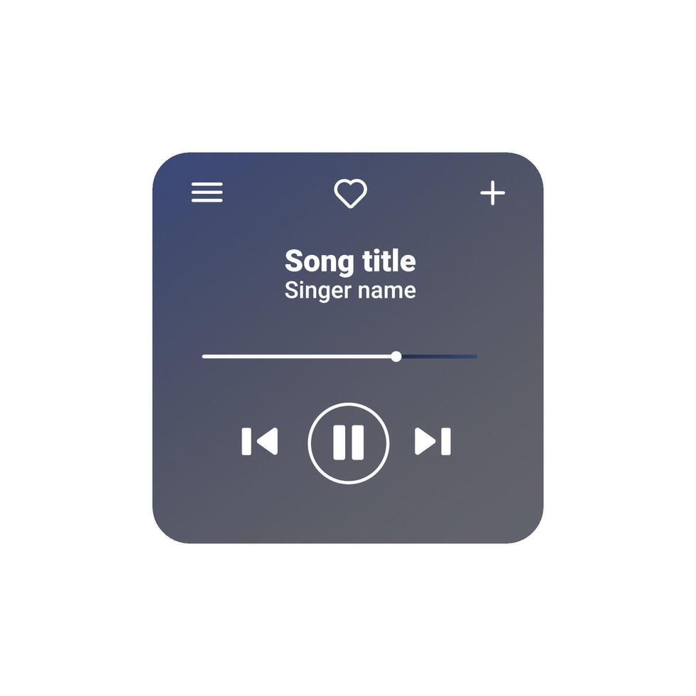 Gradient music player UI for easy song and playlist control. vector
