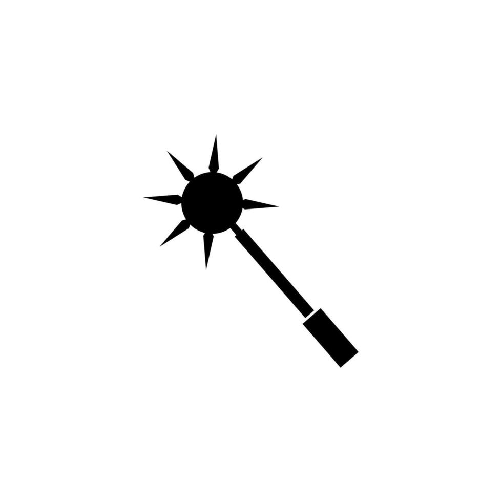 Black mace icon for medieval battles and barbarian power themes. vector