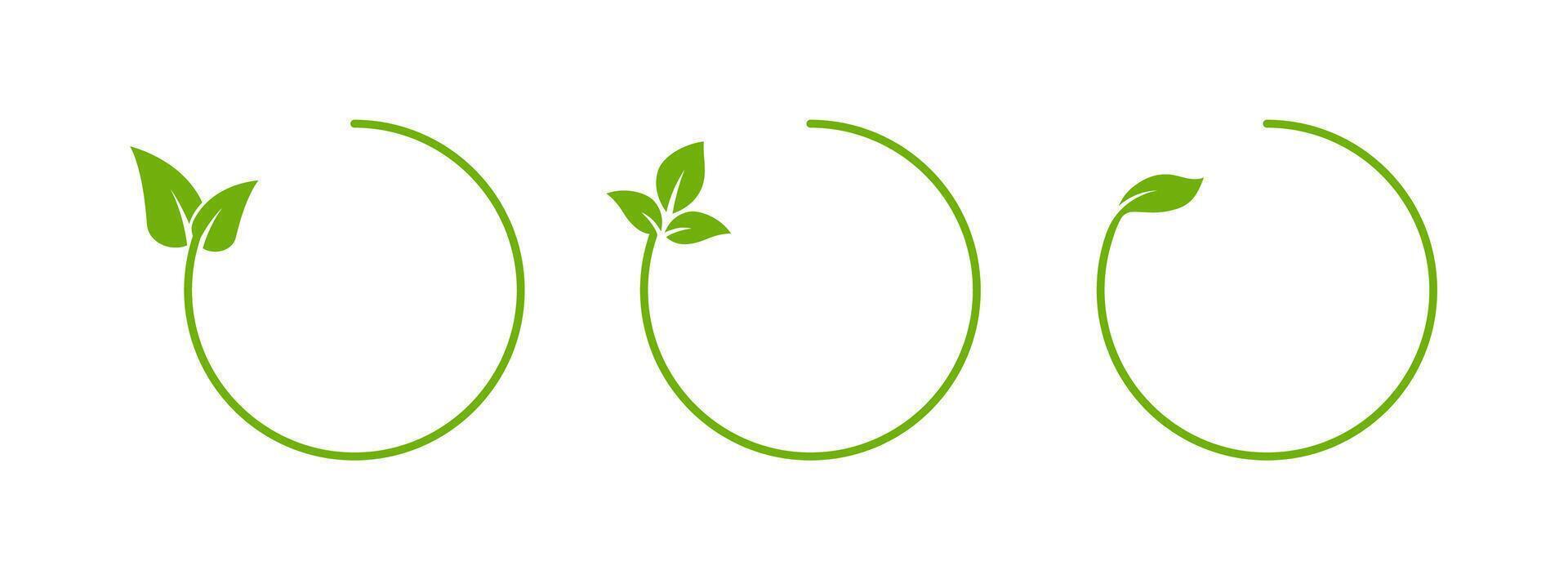 Circular green leaf icon for eco-friendly and sustainable designs. vector
