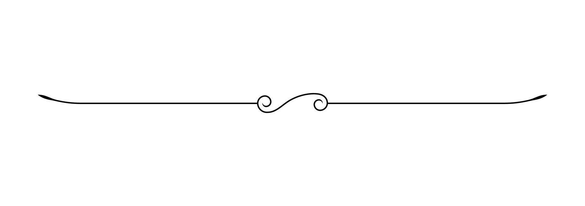 Thin line border with classic swirls for decorative templates. vector