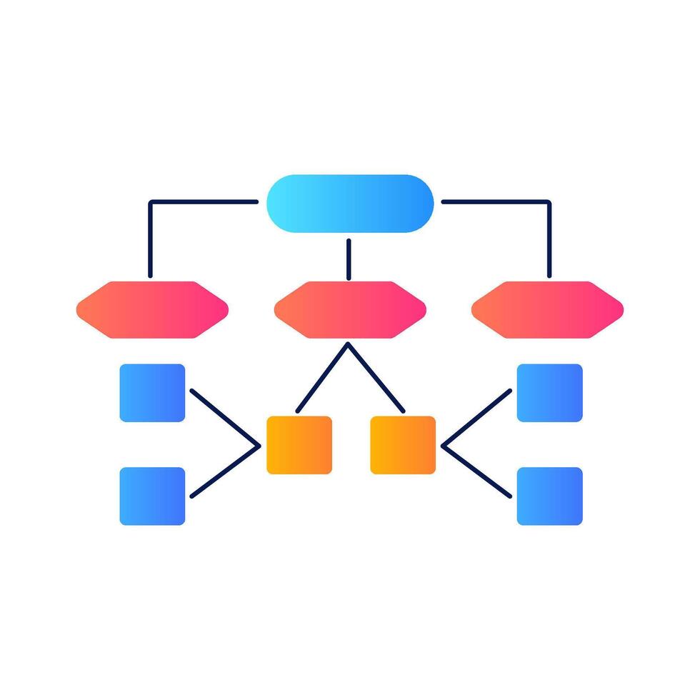 Vibrant flowchart for management structure and data flow. vector