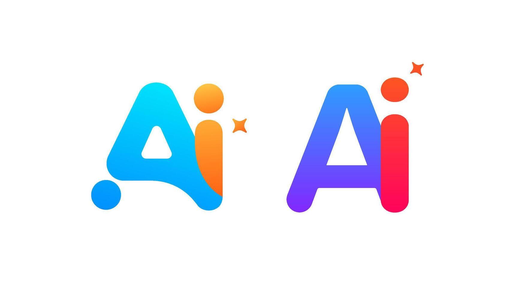 Bright AI logo with gradient design, symbolizing intelligence and virtual bots. vector