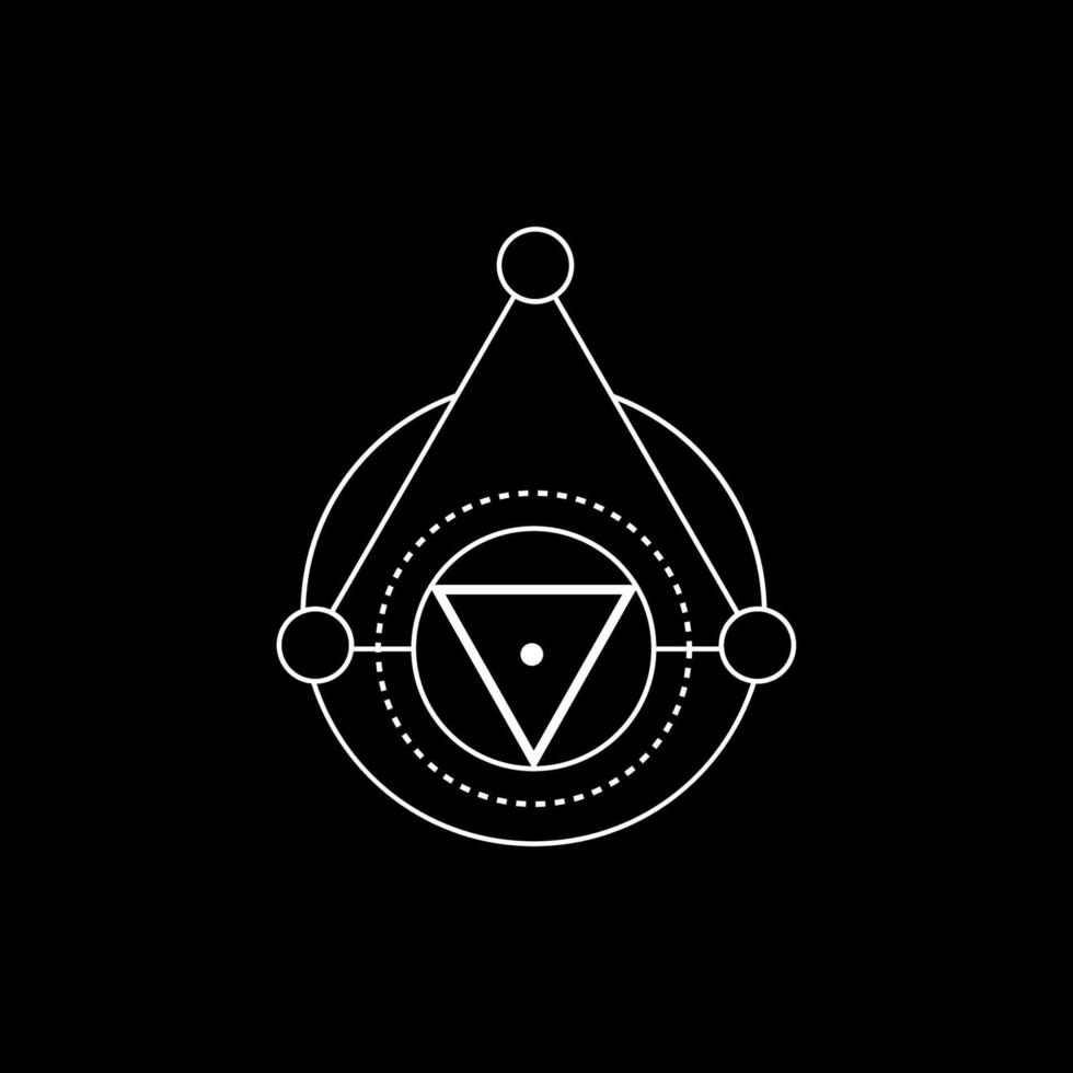 Spiritual triangle with sacred and mystical forms. vector