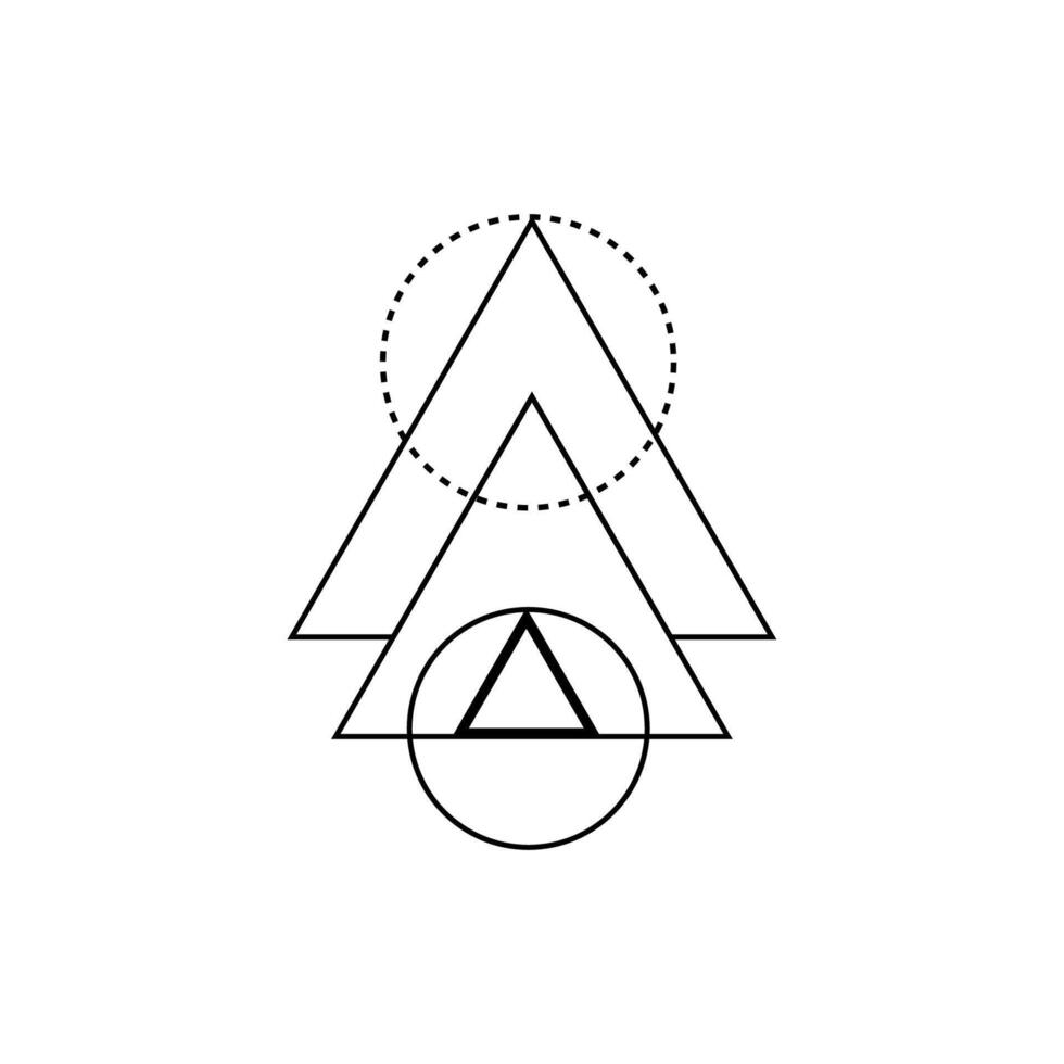 Minimalist black triangle for ritual and spiritual themes. vector