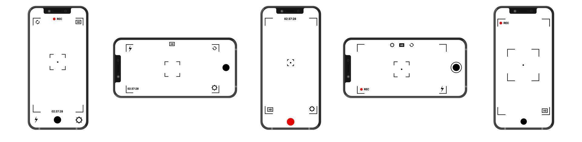 Camera template with adjustable settings and viewfinder vector