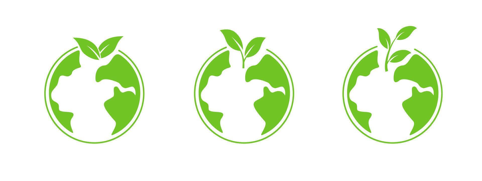 Circular green leaf icon for eco friendly and sustainable designs. vector