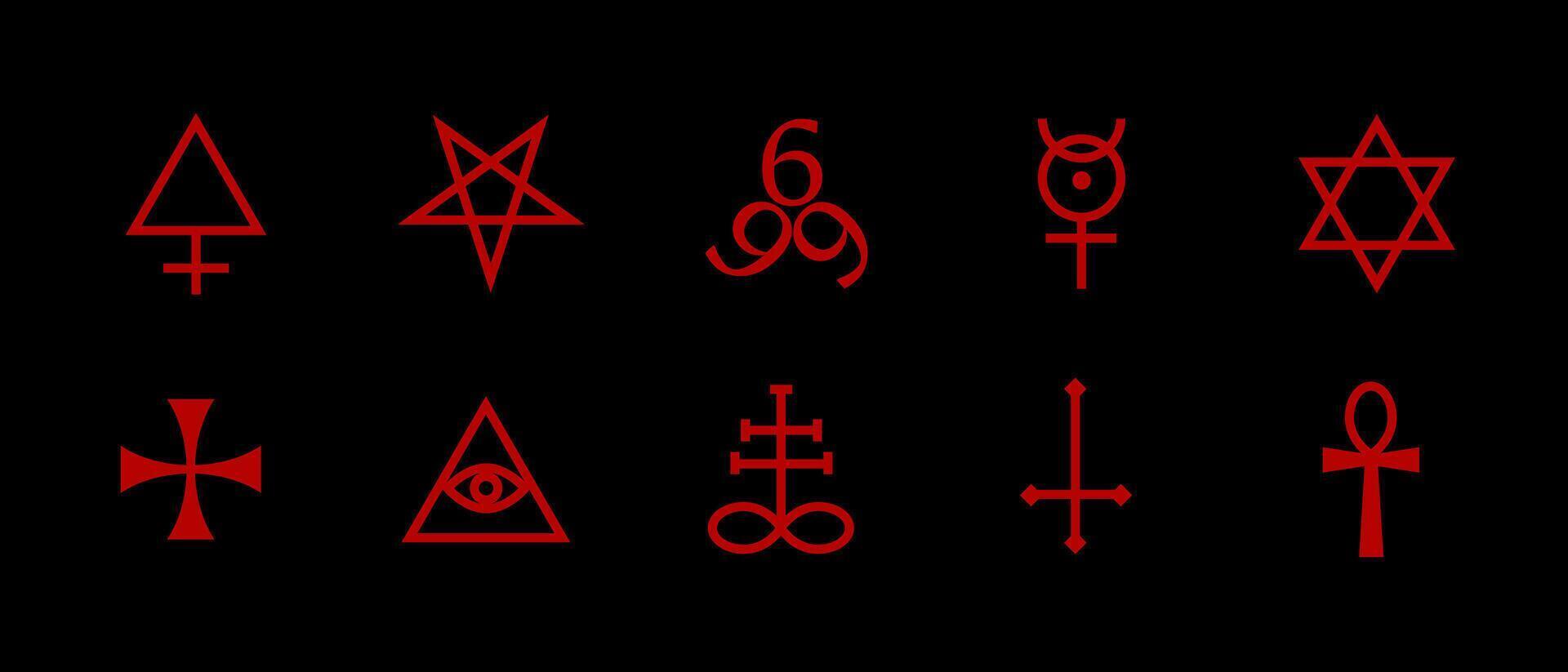 Black pentagram with geometric lines for mystic and horror designs. vector