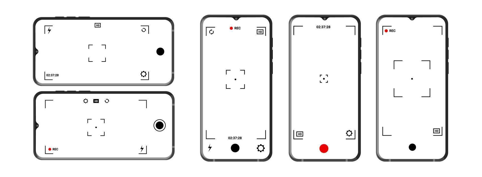Camera app interface with adjustable zoom and frame vector