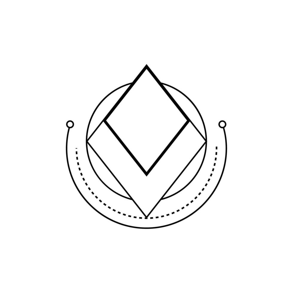 Triangle with occult symbols for spiritual art. vector