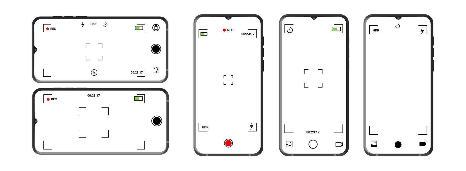 Photo interface with digital zoom and timer vector