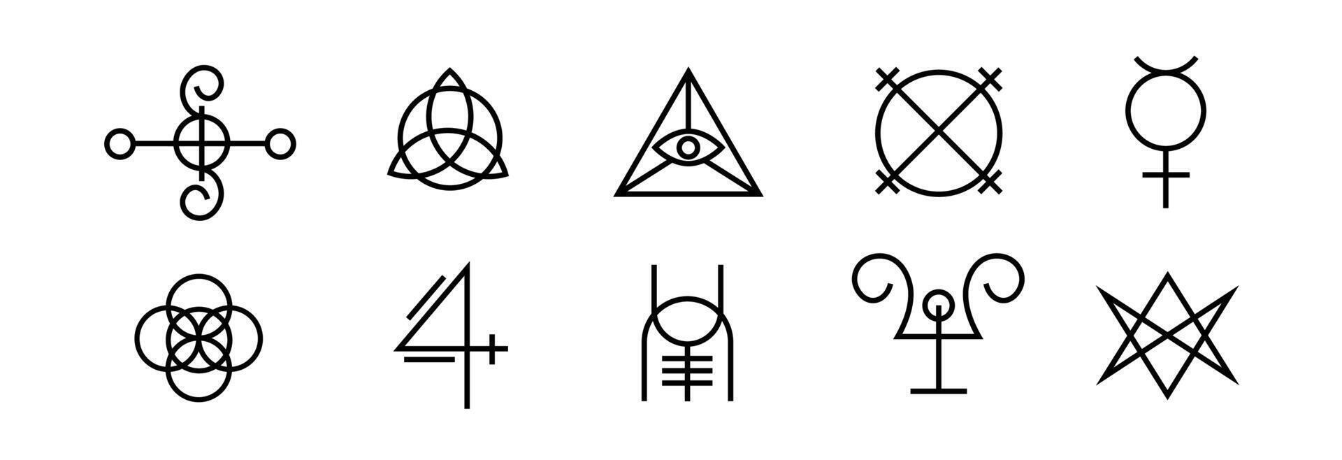 Geometric symbols with occult and magical inspiration. vector