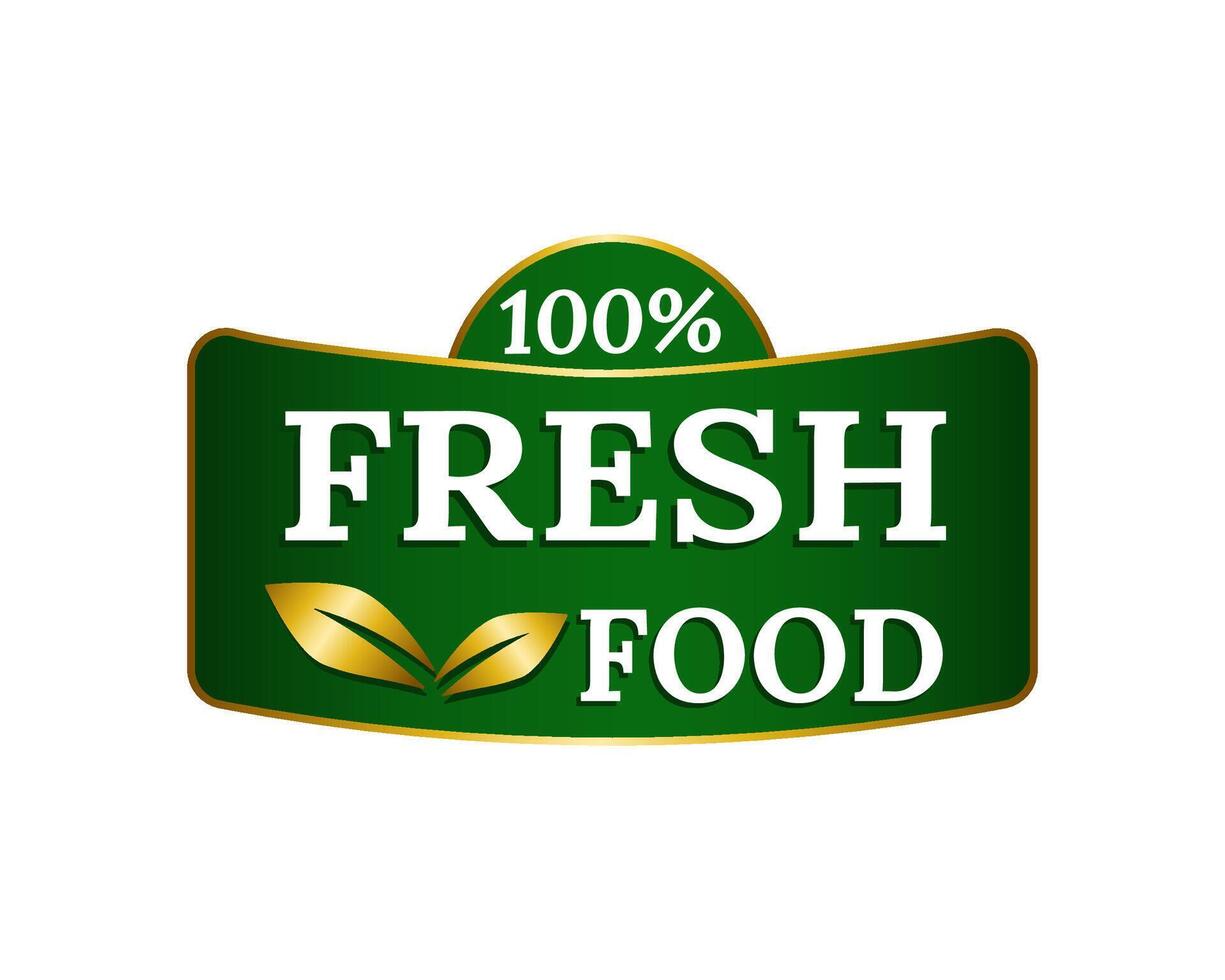 Leaf label for fresh, eco friendly food branding. vector