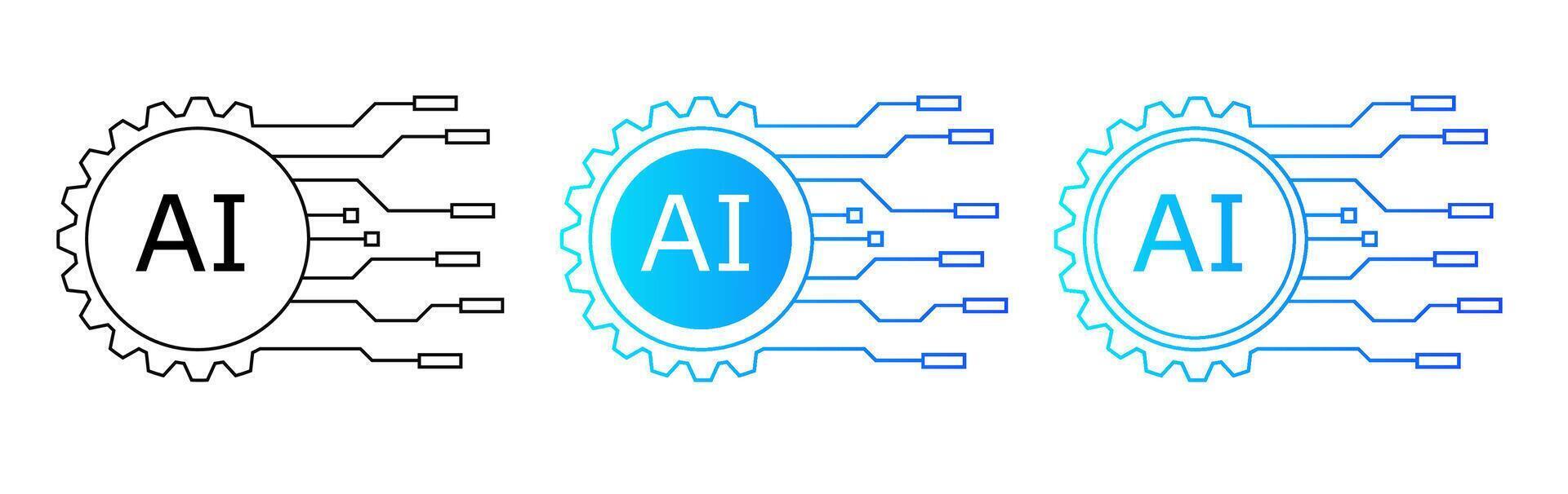 AI logo with circuit design for modern tech and innovation. vector