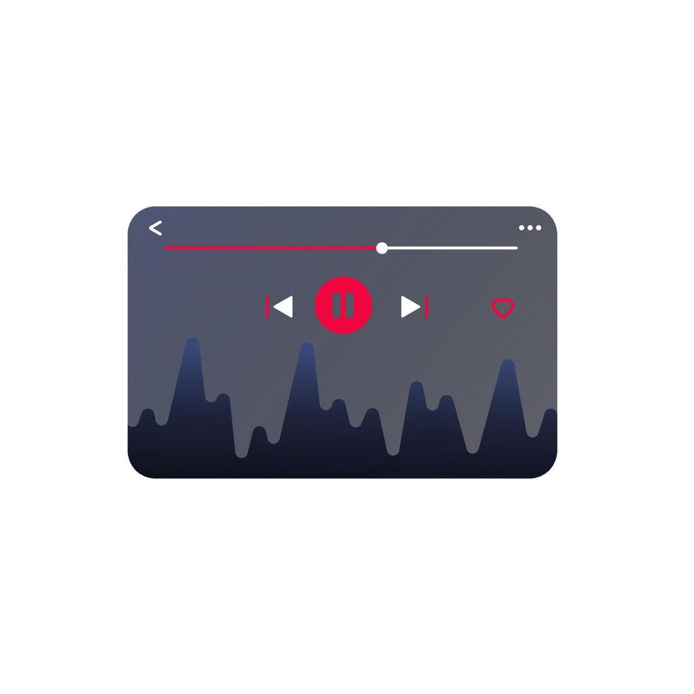 Gradient music player UI for mobile playlists and audio. vector