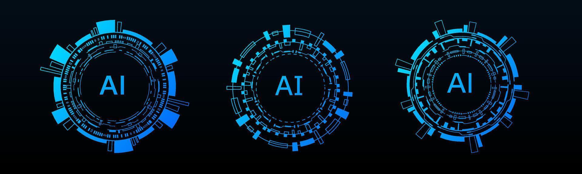 Circular HUD design with neon blue effects for sci fi themes. vector